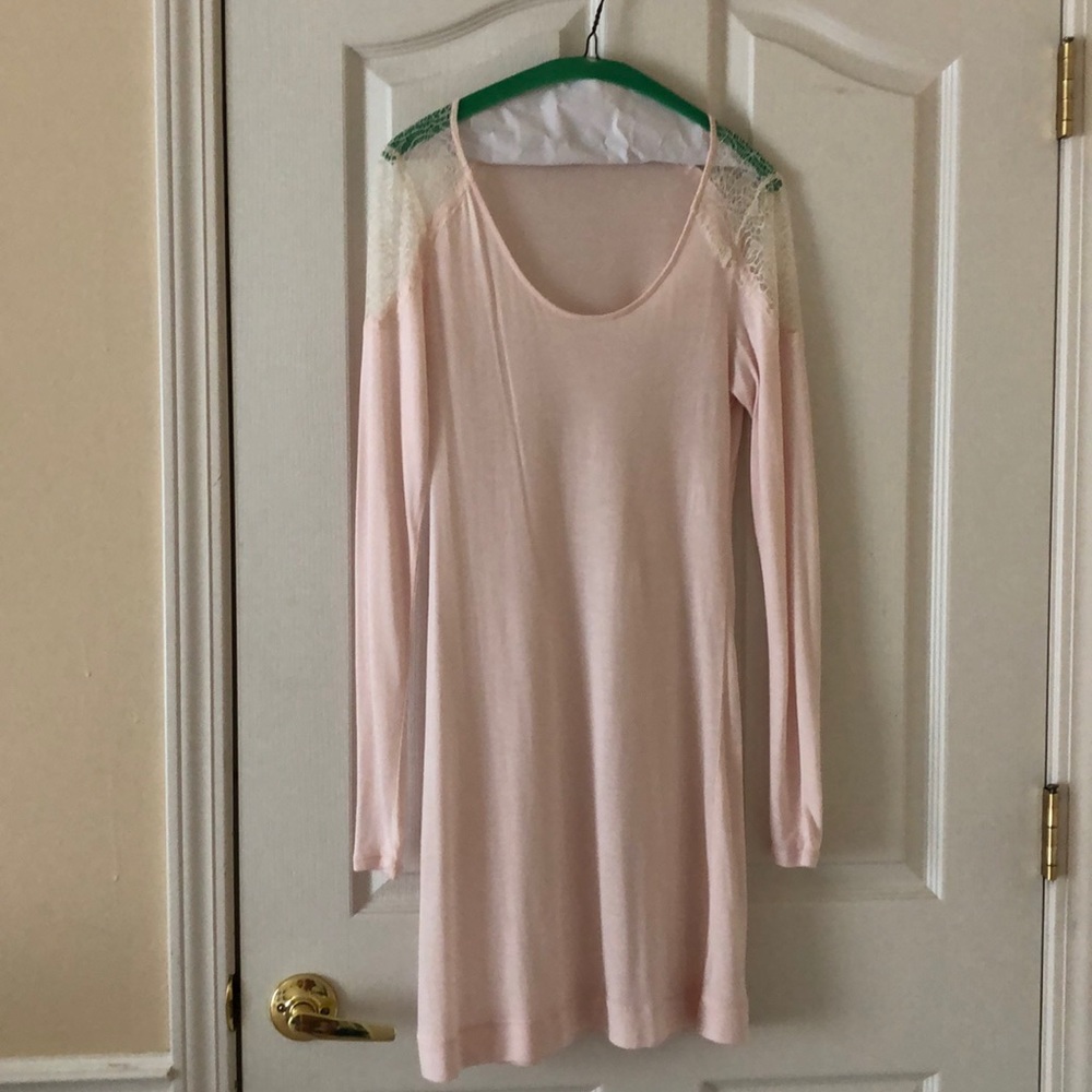 Pink Long Sleeve Dress with Lace Details